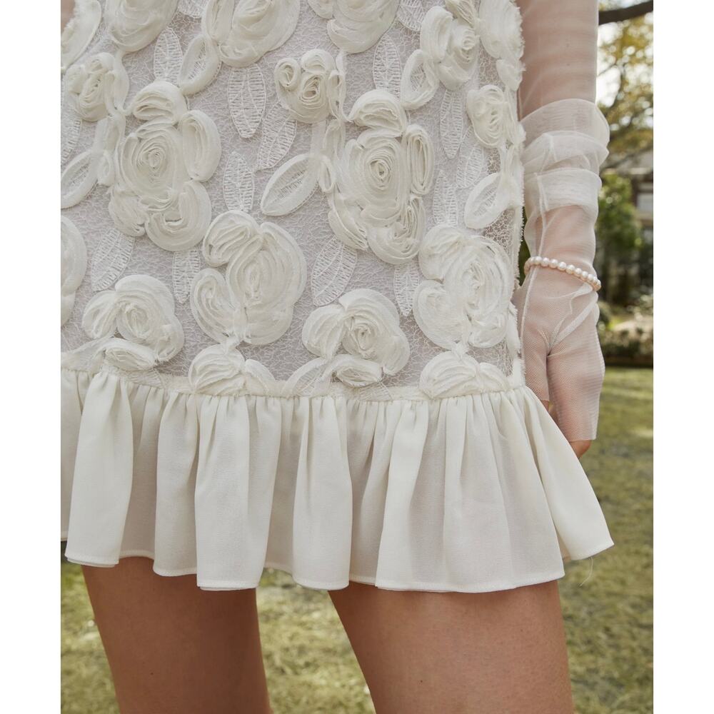 New few moda O.P.T Marisa white floral lace dress $197 sz XS - Picture 5 of 6